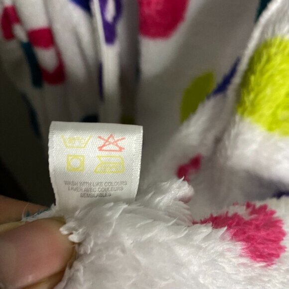 Request Women's White Polka Dot Fleece Hooded Robes - Picture 7 of 8